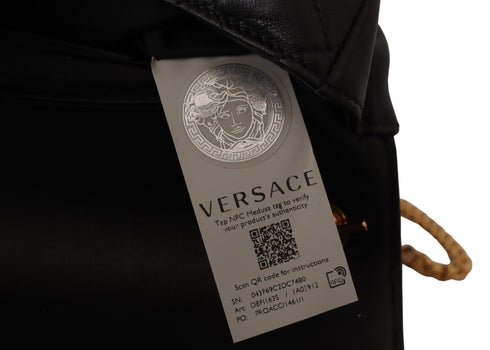 Versace Black Nappa Leather Medusa Shoulder Bag